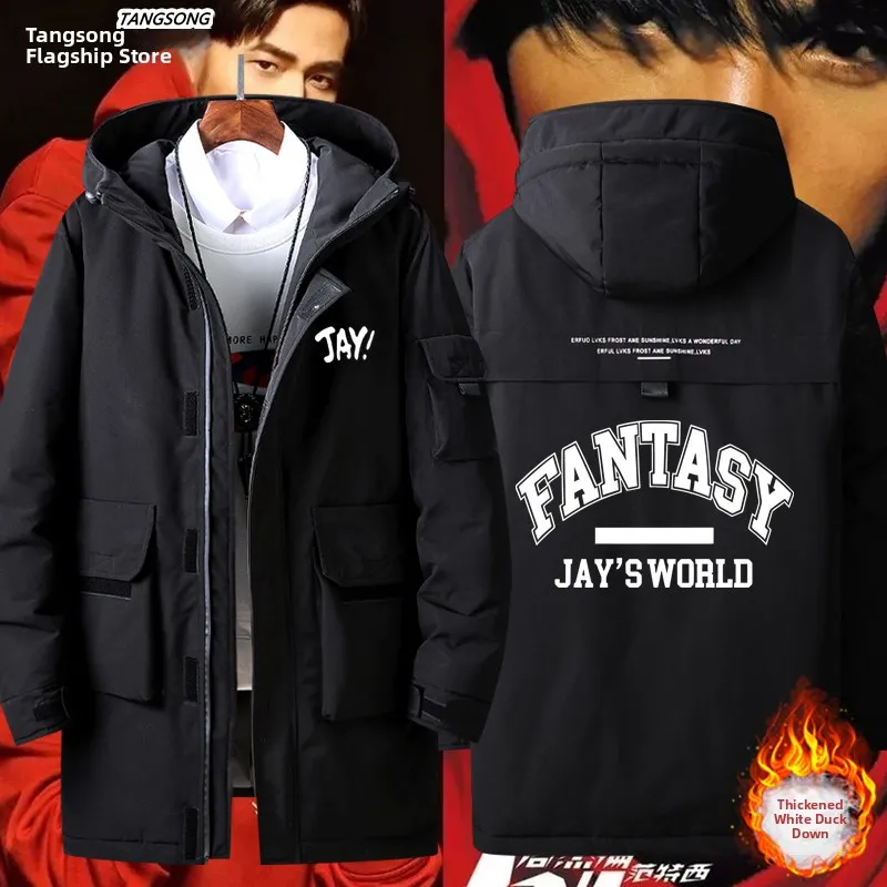 

Jay Chou Fsia Youth Faion down Jaet Teenage Couple Outerwear Autumn Winter Warm Sli Spor Polyester Fiber