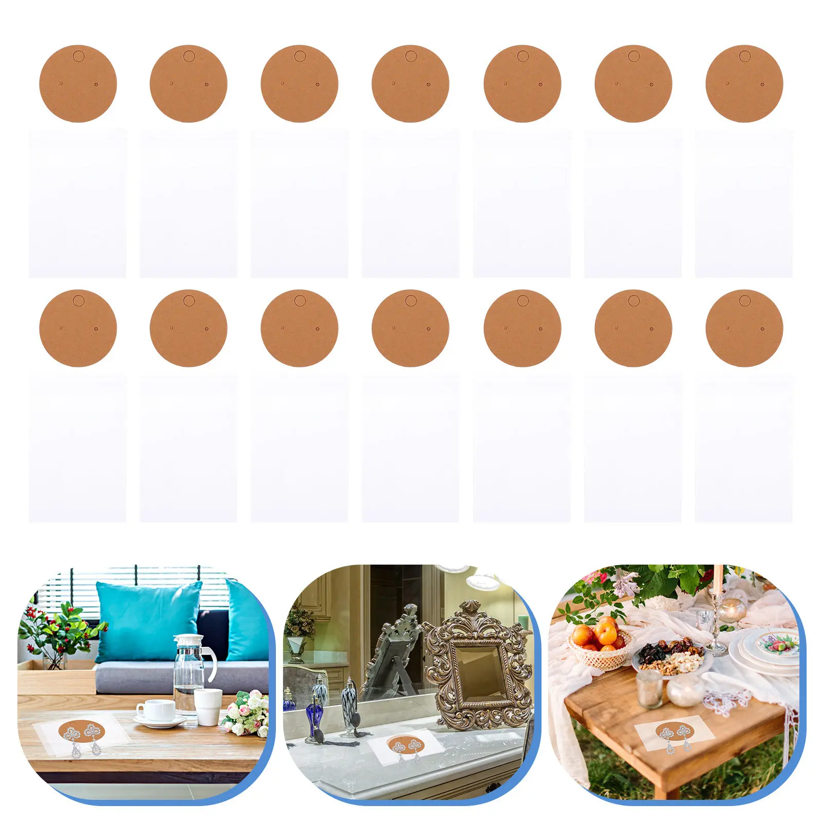 

100 шт. круглых карточек для демонстрации серег, прочные картонные бирки для презентации ювелирных изделий, простые в использовании, надежная и долговечная упаковка