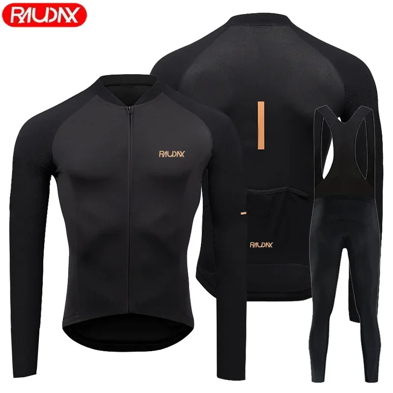 2023 Raudax Men\'s Summer Long Sleeve Cycling Jersey Set Breathable MTB Maillot Ropa Ciclismo  Spring and Autumn Cycling Clothing