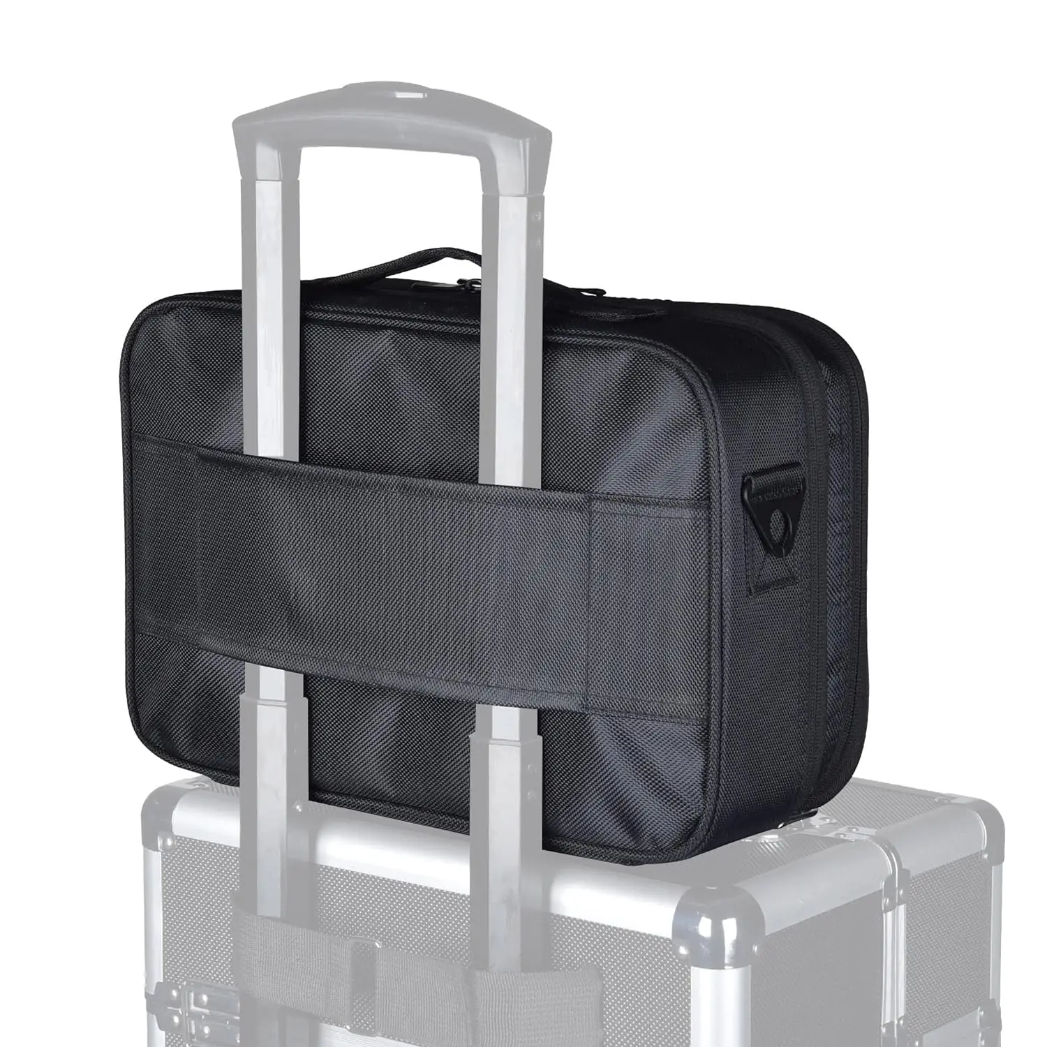 Custodia per trucco da viaggio di grande capacità, organizer portatile per artisti con divisori regolabili e tracolla per gioielli da toilette