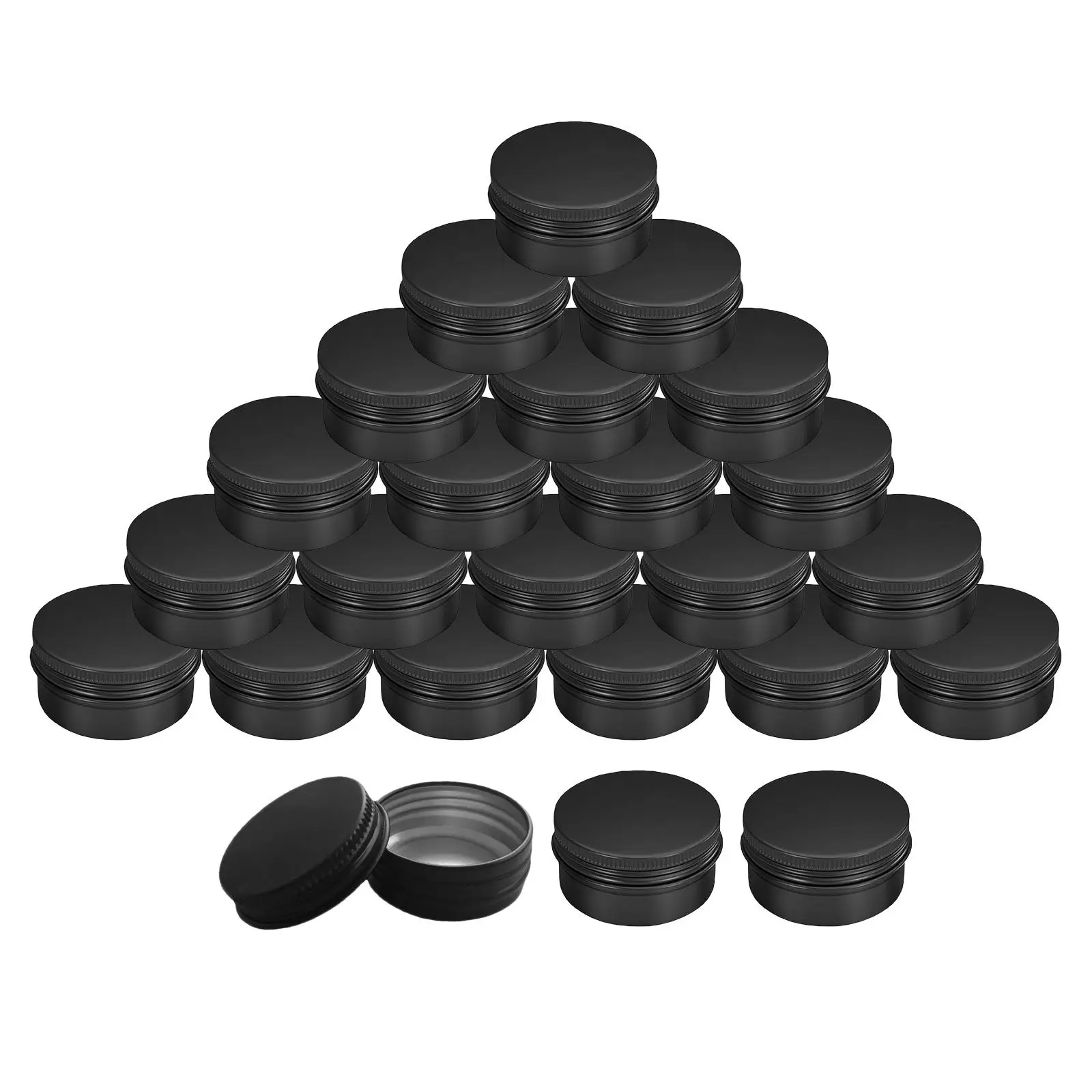 24 stuks 0,68 oz (20 ml) lege blikjes ronde containerpotten met schroefdop voor lippenbalsems, crèmes, cosmetica, zalf, kralen