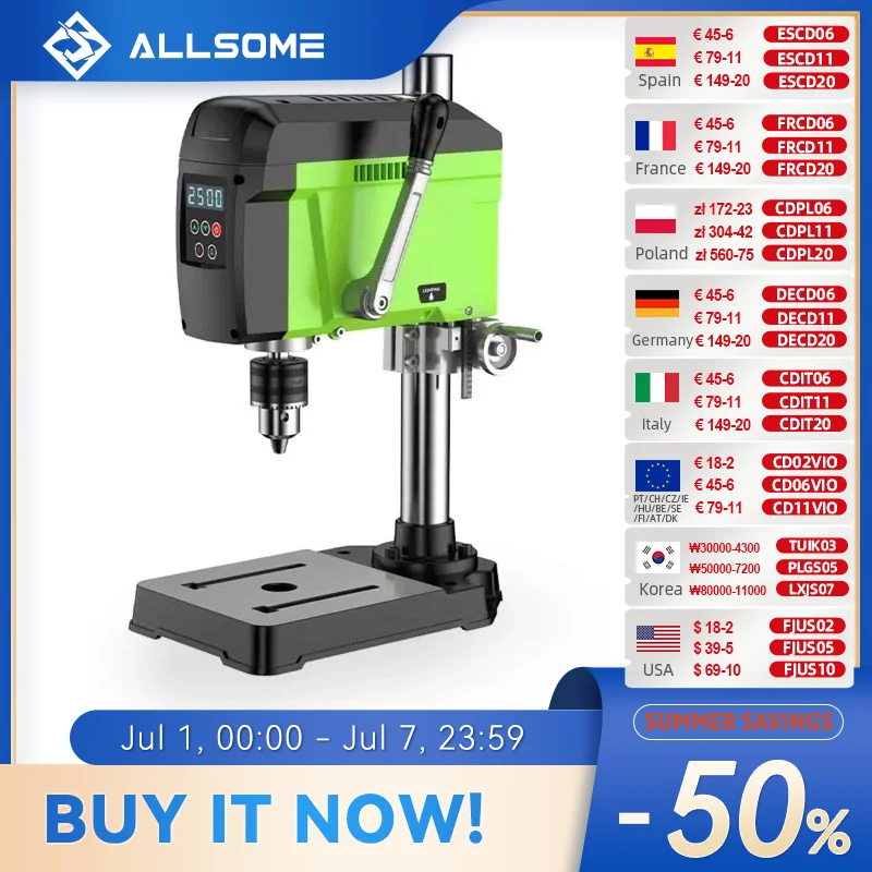 Allsome Benchtop Drill Press,Variable Speed drilling machine BG-5168E BG-516809