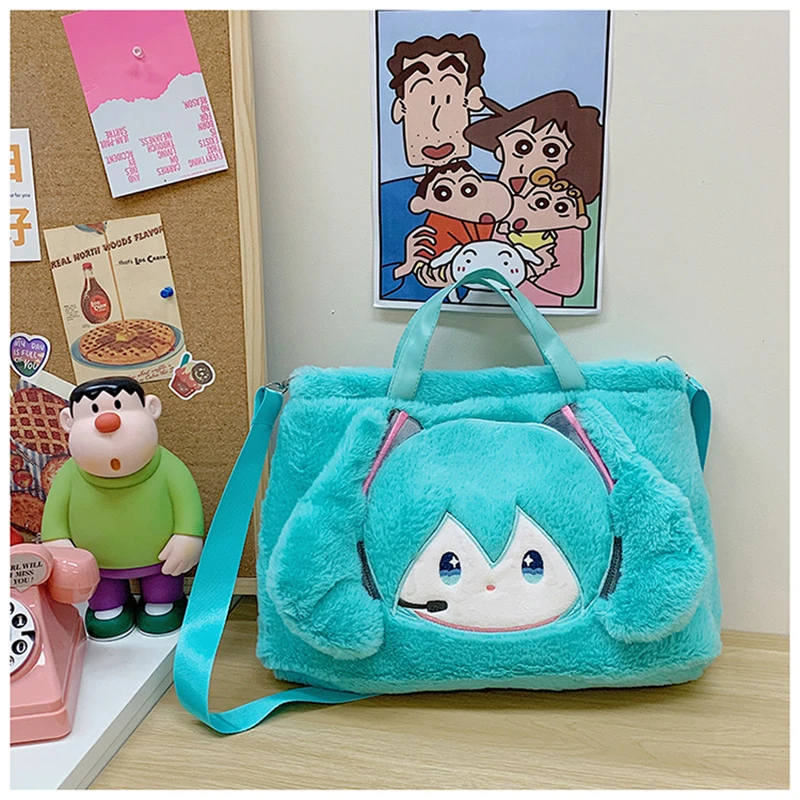 Kawaii Hatsune Miku Anime Figures Messenger Bag Cartoon Doll Backpack Girl Cute Tote Bag One Shoulder Bag Kid Christmas Gift