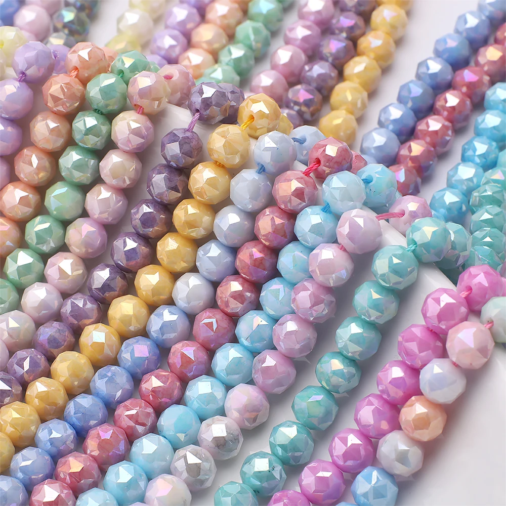 10mm wasserfleckige, eisrissige, facettierte Kristallglasperlen in Macaron-Farben, runde Charm-Abstandshalterperlen für DIY-Armband- und Schmuckherstellung