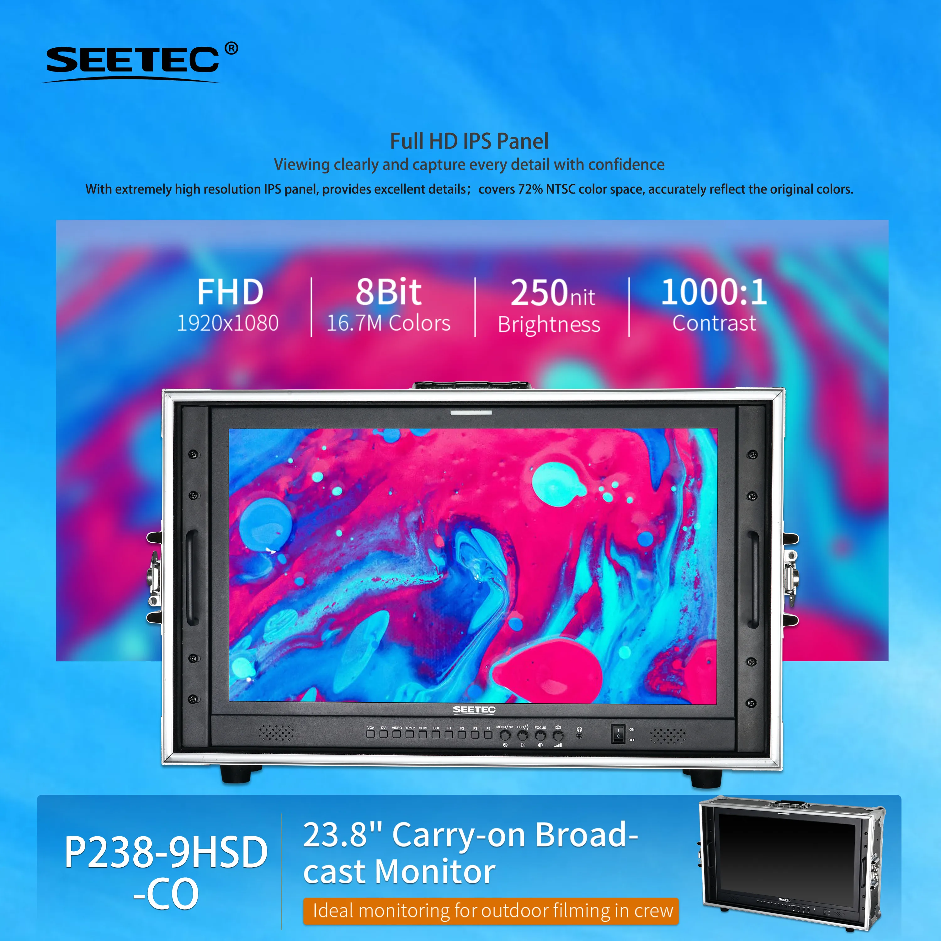 SEETEC P238-9HSD 23.8 بوصة 3G-SDI 4K HDMI Pro بث شاشات كريستال بلورية IPS Full HD 1920x1080 شاشة بث التلفزيون