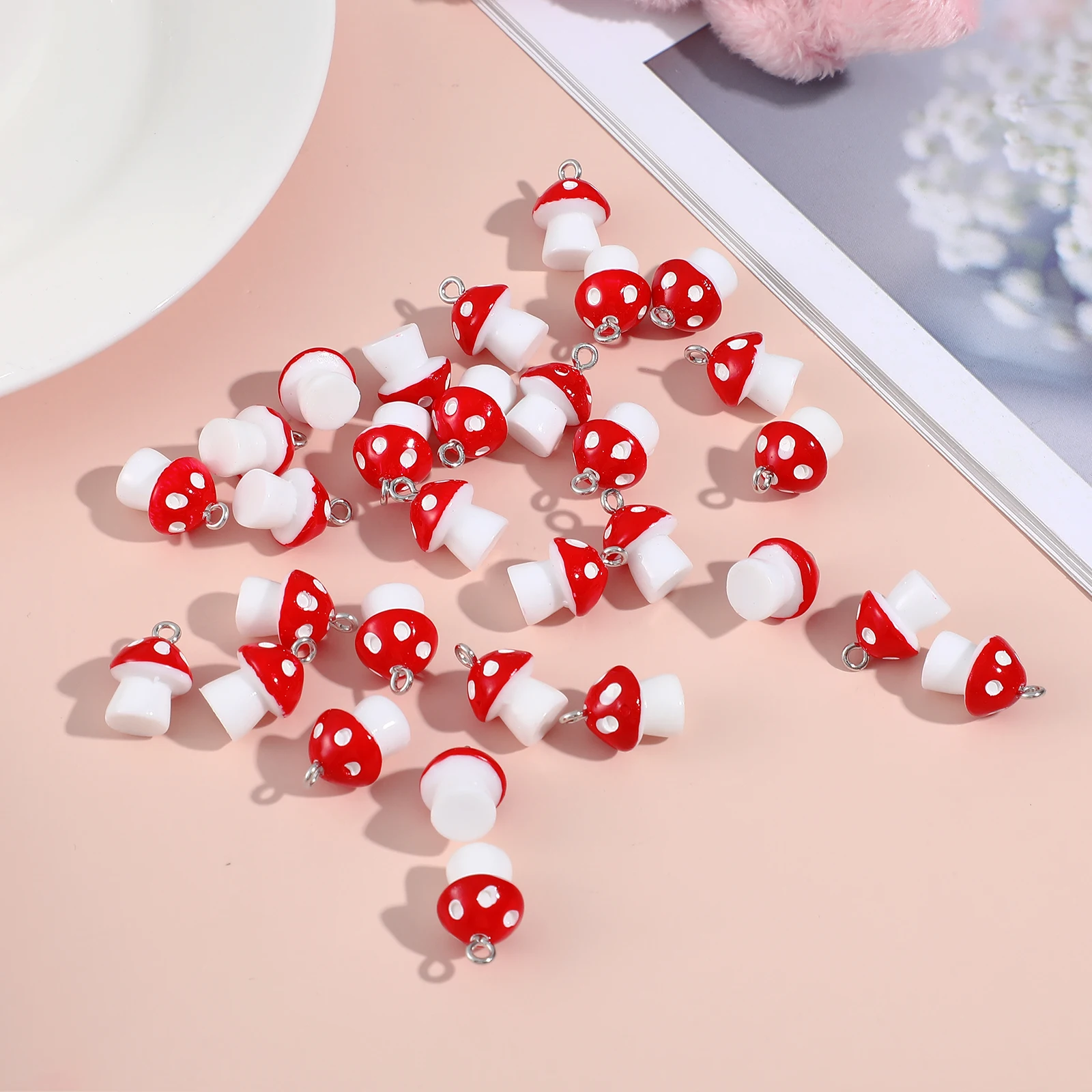 

30Pcs Mushroom Pendant Charms Lovely Small Hanging Charms for Jewelry Making DIY Earrings Necklaces Bracelets Mushroom Pendants