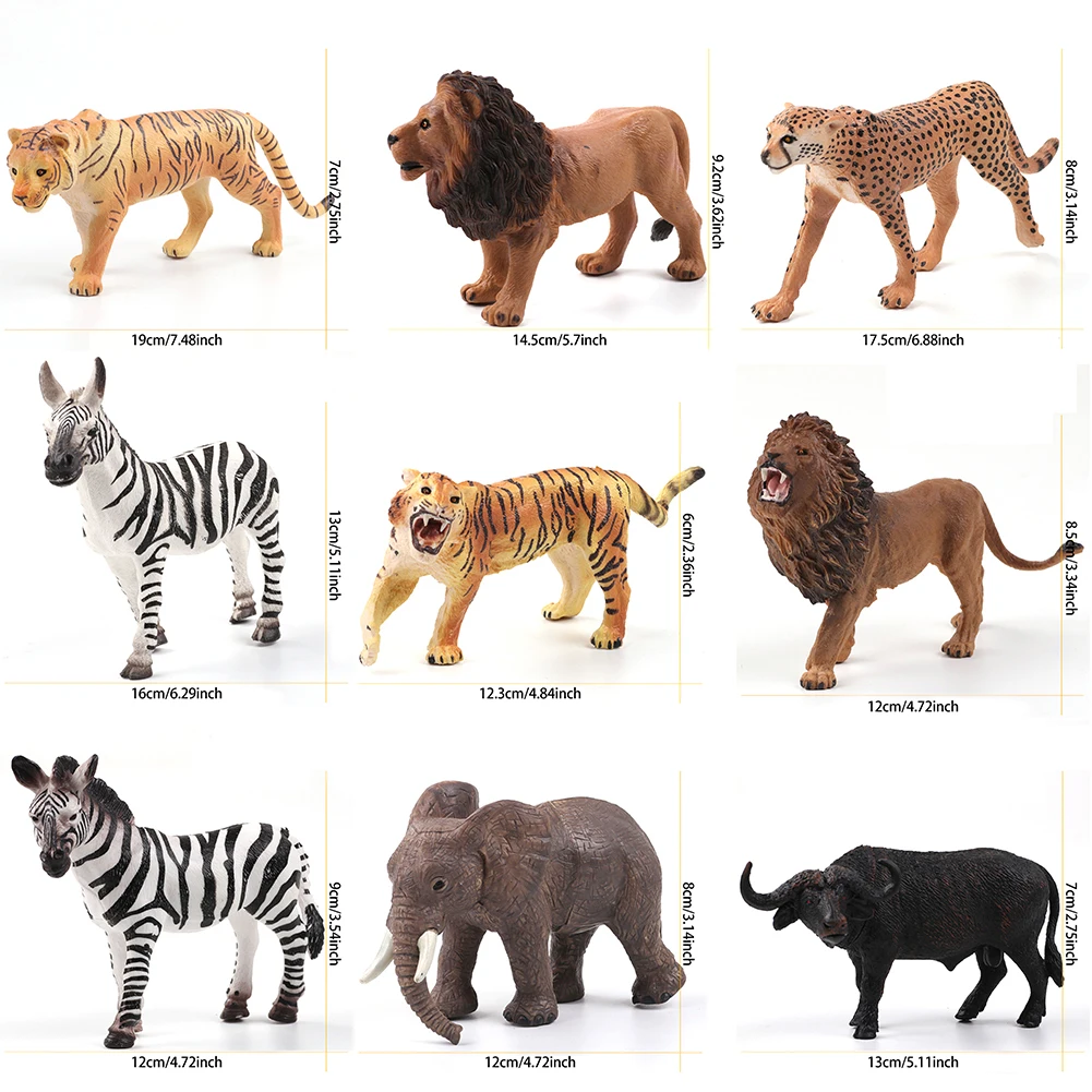 Wild Animal Elephant Lion Graffe Brown Bear Action Figures Simulation Wildlife Sika Deer Hippo Zebra Crocodile Figurines Kid Toy