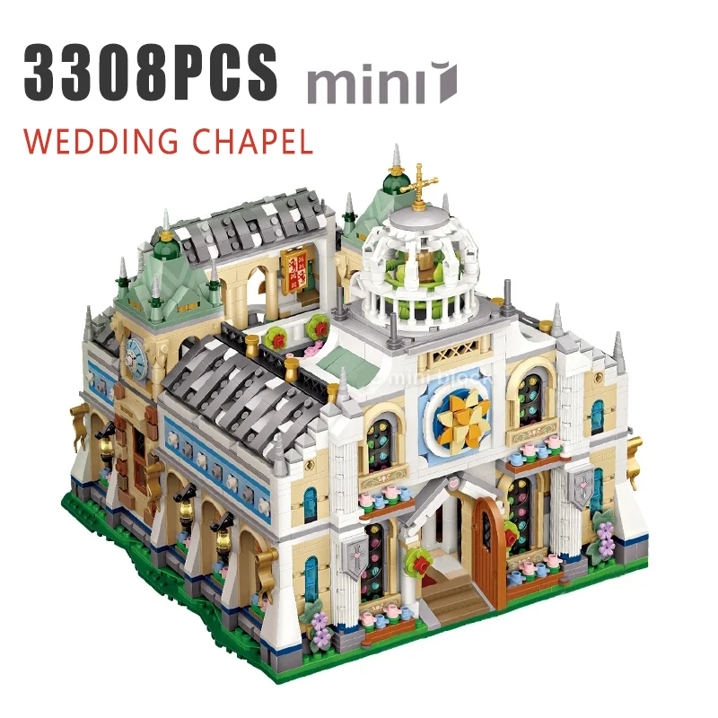 

3308Pcs Romantic Wedding Church Model Building Blocks Kit Three-Dimensional Chapel Castle Assembly Puzzle Toy For Adult Kid Gift