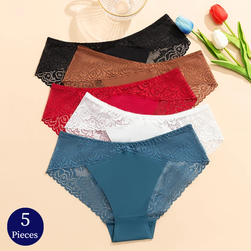 

TrowBridge, 5 шт./компл., женские трусики, сексуальные кружевные женские трусы, дышащее нижнее белье, очаровательное нижнее белье, мягкие трусы, хит продаж
