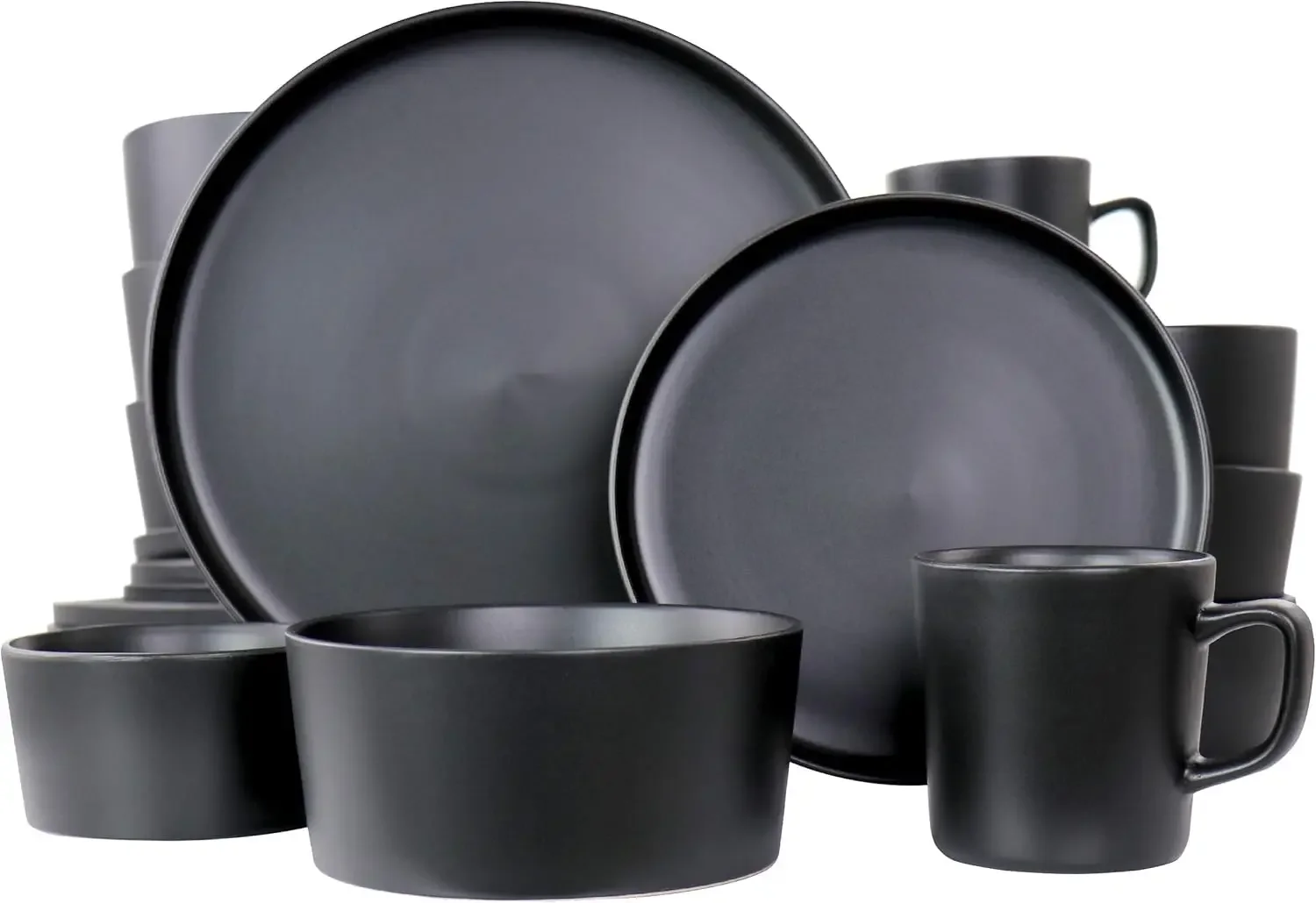 

Elama Luxmatte Contemporary Dinnerware Set, 20 Piece, Black