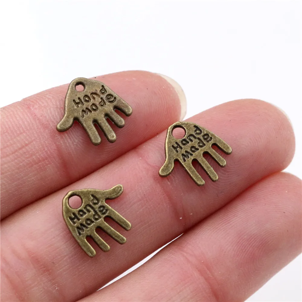 12x12mm 40pcs Antique Silver Plated Bronze Plated Hand Handmade Charms Pendant:DIY for bracelet necklace