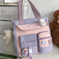 Torby na ramię o dużej pojemności Modna nylonowa patchworkowa torba szkolna na ramię dla nastoletnich dziewcząt Modna torebka studencka Crossbody Sac