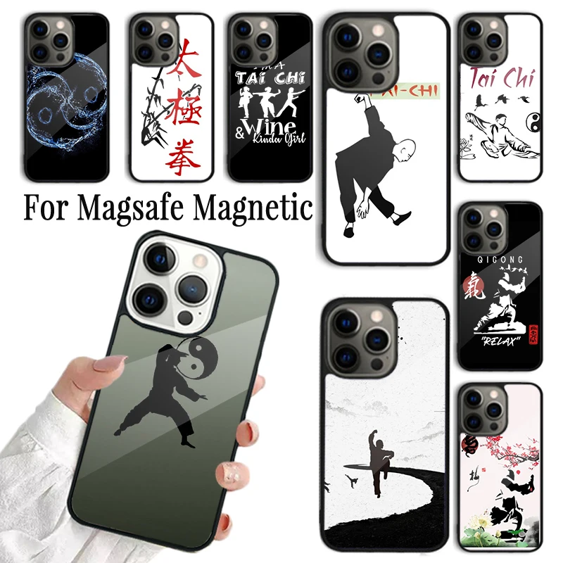 Coque Phone Case For iPhone 16 15 14 13 12 Mini 11 Pro Max Plus Magsafe Magnetic Wireless Charging Cover Tai Chi