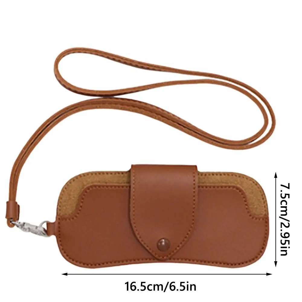 PU Leather Sunglasses Storage Bag with Lanyard Solid Color Sunglasses Pouch Durable Porable Hanging Sunglasses image 5