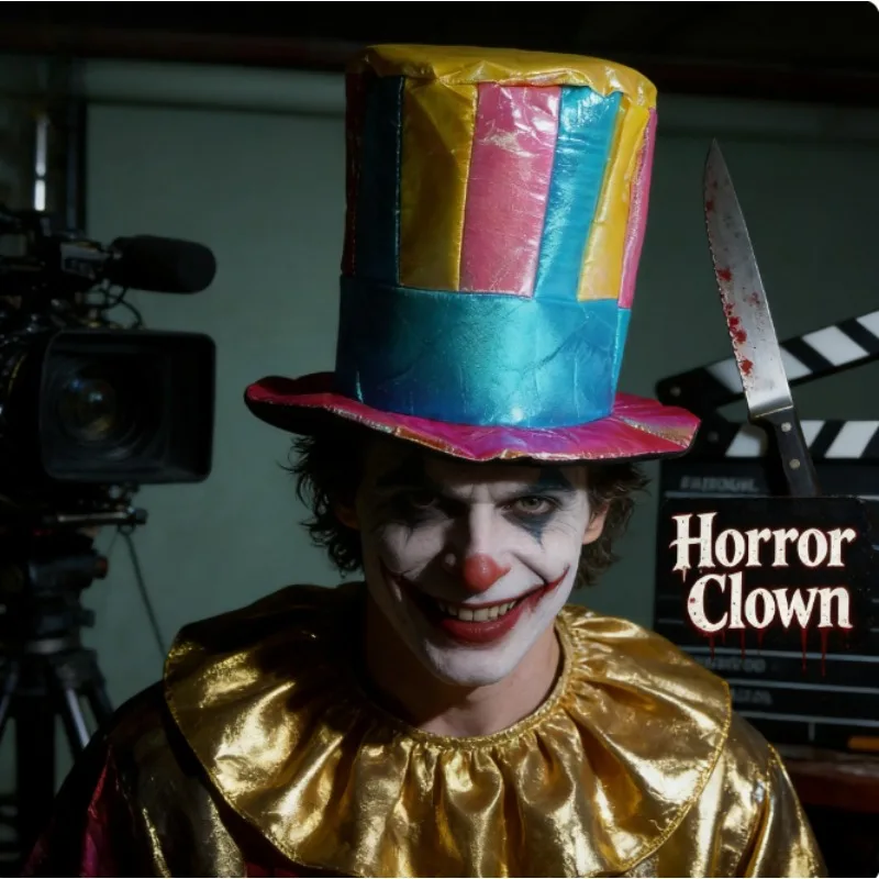 หมวกตัวตลกสีทองเหลือบรุ้ง สำหรับงานปาร์ตี้ฮาโลวีน คอสเพลย์ อุปกรณ์ประกอบฉากละครสัตว์ หมวกทรงสูงหลากสี สำหรับงานเทศกาล