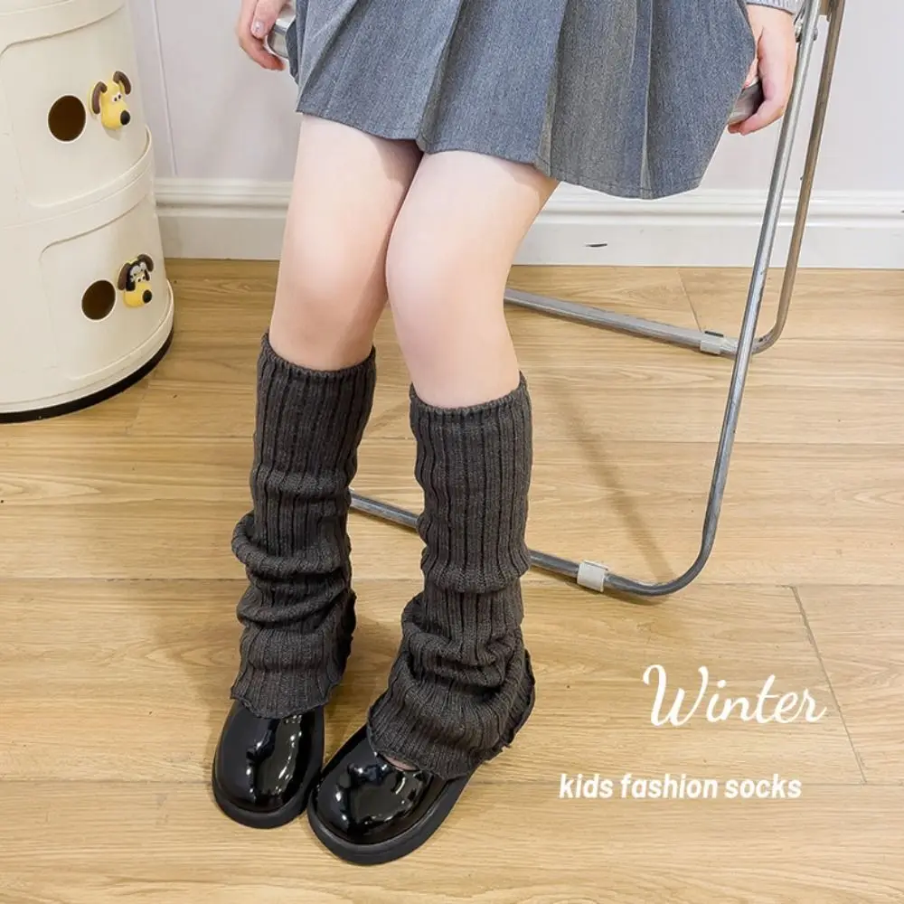 JK Children's Leg Warmers Harajuku Balletcore Knitted Leg Cover Long Stockings Pile Socks Ballet Guards Socks Children's