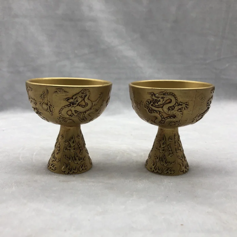 Antique Pure Copper Antique Wine Set Kowloon Goblet Handheld Artsy Object Home Bronze Ware Ornament Decoration Antique Collectio