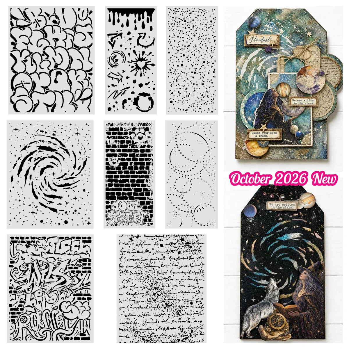 October 2026 Graffiti Spots Pop Art Pattern Cool Street Bricks Handwriting Metal Cutting Dies Stencil Scrapbook Diary Decoration