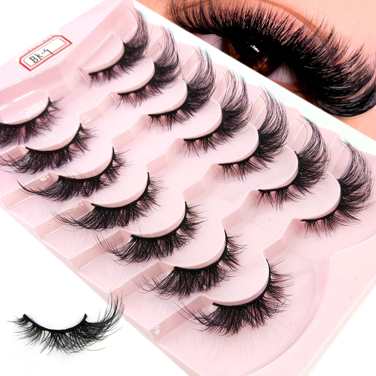 Neue 5/7 Paar Natürliche 3D Künstliche Zobel-Wimpern, Weiche Verlängerung, Kreuzförmig, Unordentlich, Dichte Wimpern, Make-up-Wimpern