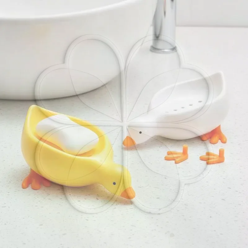 Self-draining Duck Soap Tray Cute Creative Non-slip Soap Holder for Bathroom Shower Toilet Countertop