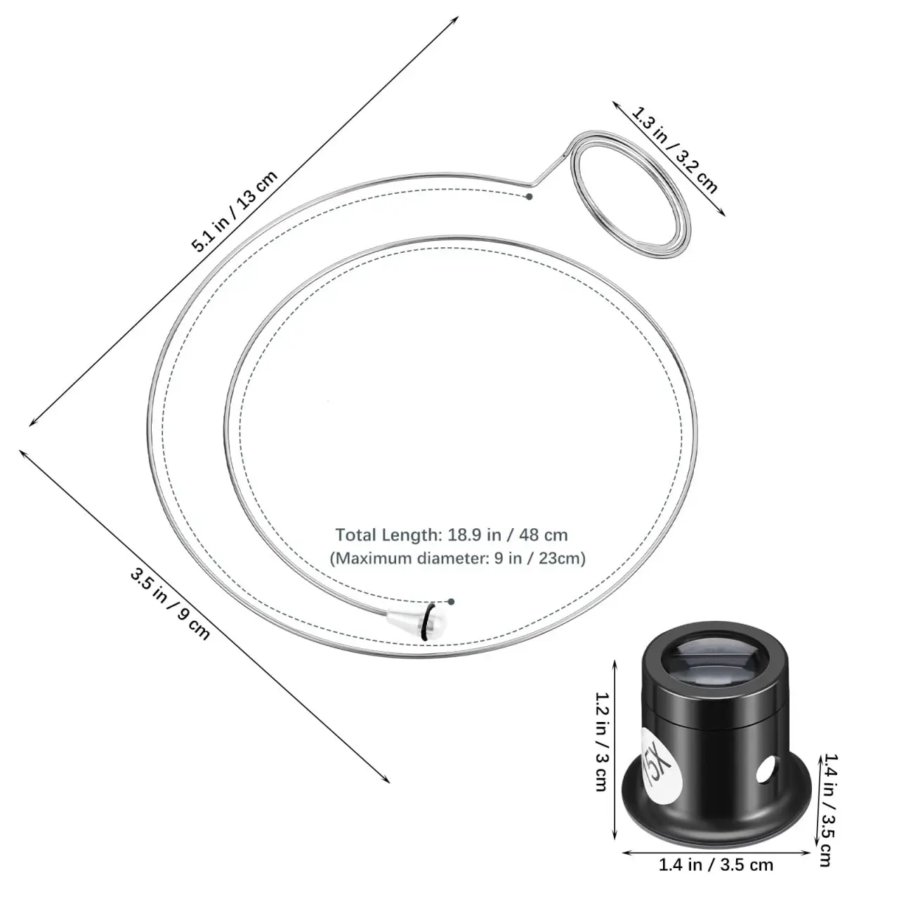 Uhrmacherlupe 3X 5X 10X 15X 20X Uhrenlupe Vergrößerungsglas mit Stahlring Augenlupe – Detail 4