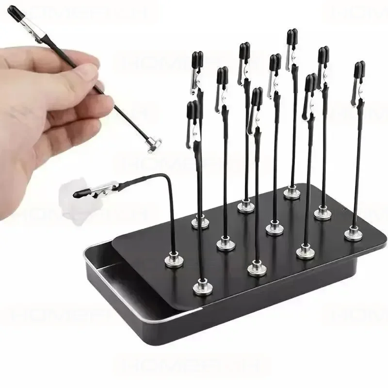

12-Piece Model Painting Clip Base Stand Set, Flexible Magnetic Alligator Clip Sticks for Airbrushing and DIY Model Making