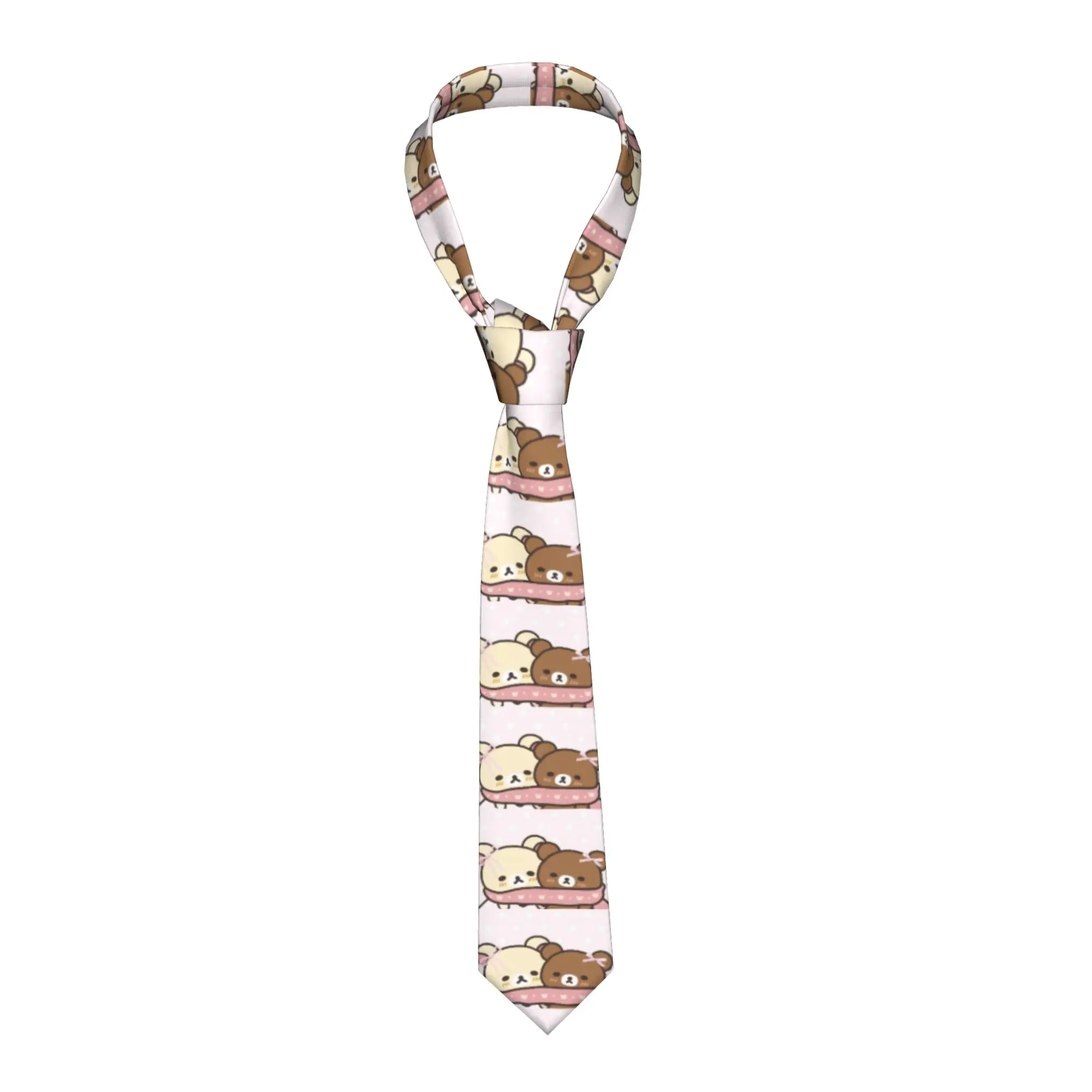 Necktie Kawaii Bear Scarf Men Silk Polyester 8 cm Narrow Neck Ties Rilakkumas for Mens Suits Accessories Gravatas Cosplay Props