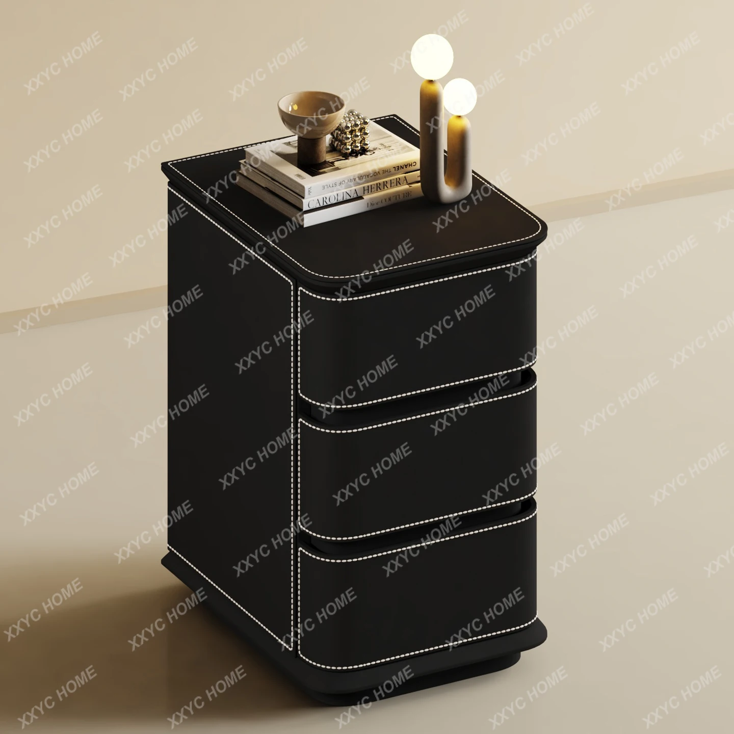 YO Modern simple small extremely narrow all-solid wood bedside table  light luxury high-end three-draw bedside table