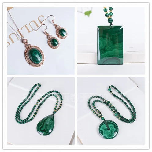 

Malachite suit Inlay Pendant Necklace Bracelet Natural Malachite Ping An Buckle Ping An Brand