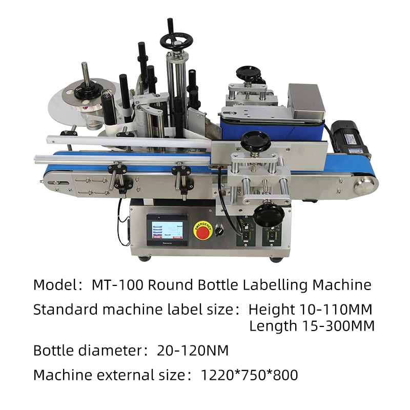 MT-100 Factory Wholesale Intelligent Control Desktop Automatic Self Adhesive Beer Juice Beverage Bottle Sticker Labeling Machine