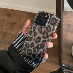 Retro Leopard Print Smooth Pattern Mobile Phone Protective Case for iPhone 16 15 14 13 12 Pro Max Shockproof Protection Cover