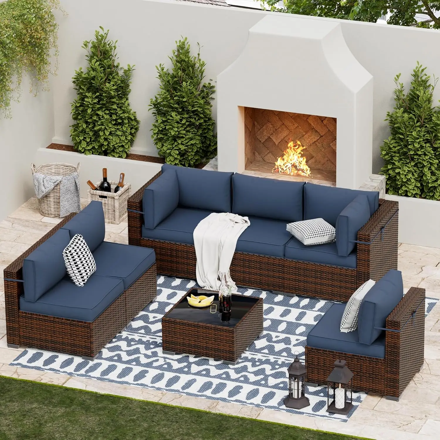 

Patio Furniture Sets, Modular Rattan Outdoor Patio Sectional Furniture Sofa Set, Wicker Patio Conversation Set for Backyard