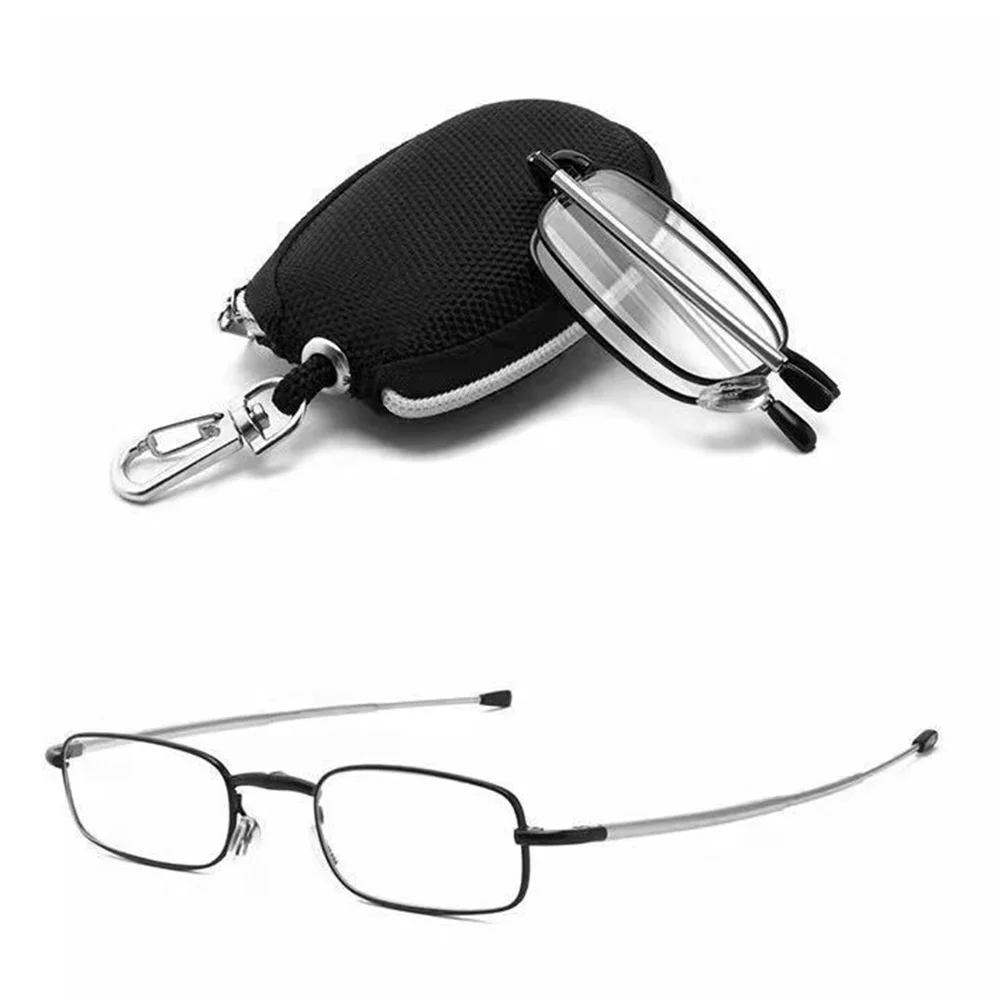 Reading Glasses Portable Men Folding Magnifing Glasses Women Presbyopia Eyeglasses with Keychain Case Anti-blue Light Eyewear