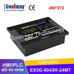 Coolmay 4.3 inch 12di 12do Modbus integrated HMI PLC controller rs485 rs232 industrial all in one Com Port DIY Factory