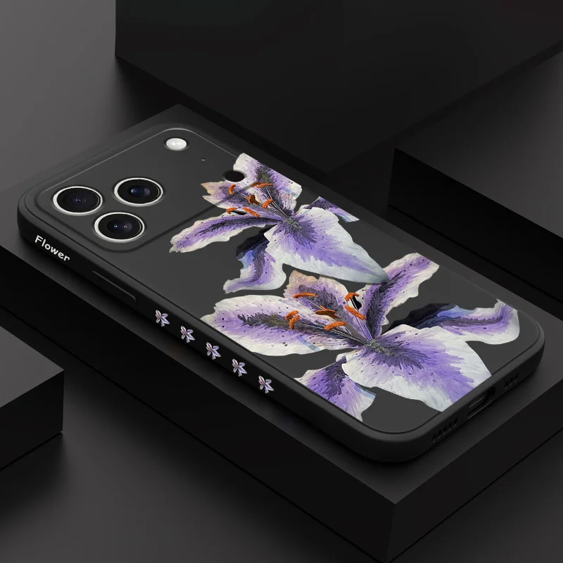 

Hand Painted Lily Phone Case For iPhone 17 Air 16 16e 15 14 13 Plus Pro Max Mini Liquid Silicone Cover