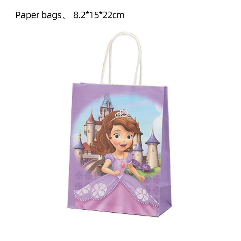 Multifunction Disney Sofia Birthday Party Decor Handle Gift Bags Set Paper Candy Bags Baby Shower Boys Girls Party Supplies