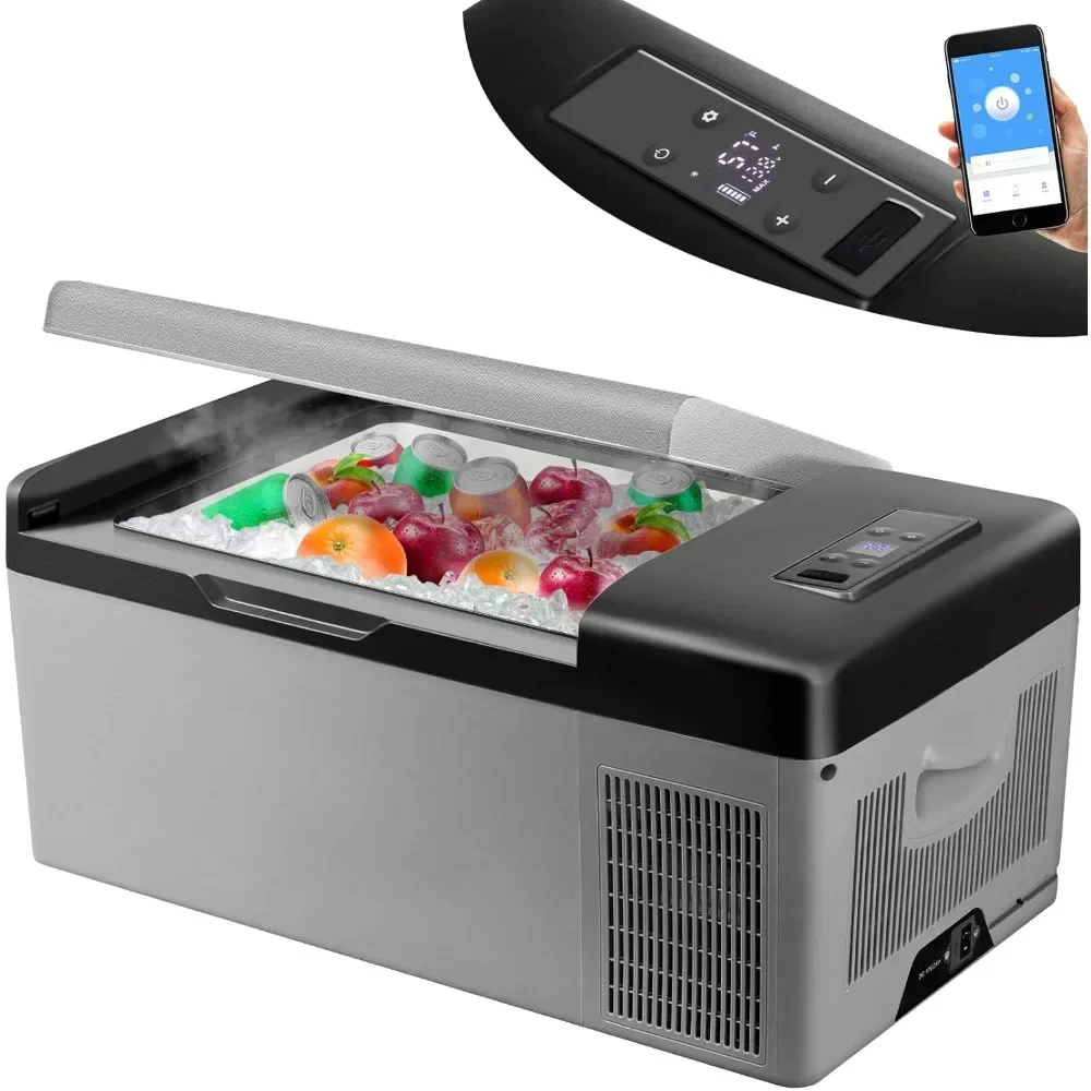 

12 Volt Refrigerator 16 Qt, Portable Mini Car Fridge w/ -4℉-68℉ Cooling Range & App Control 12/24V DC & 110-240V AC Electr