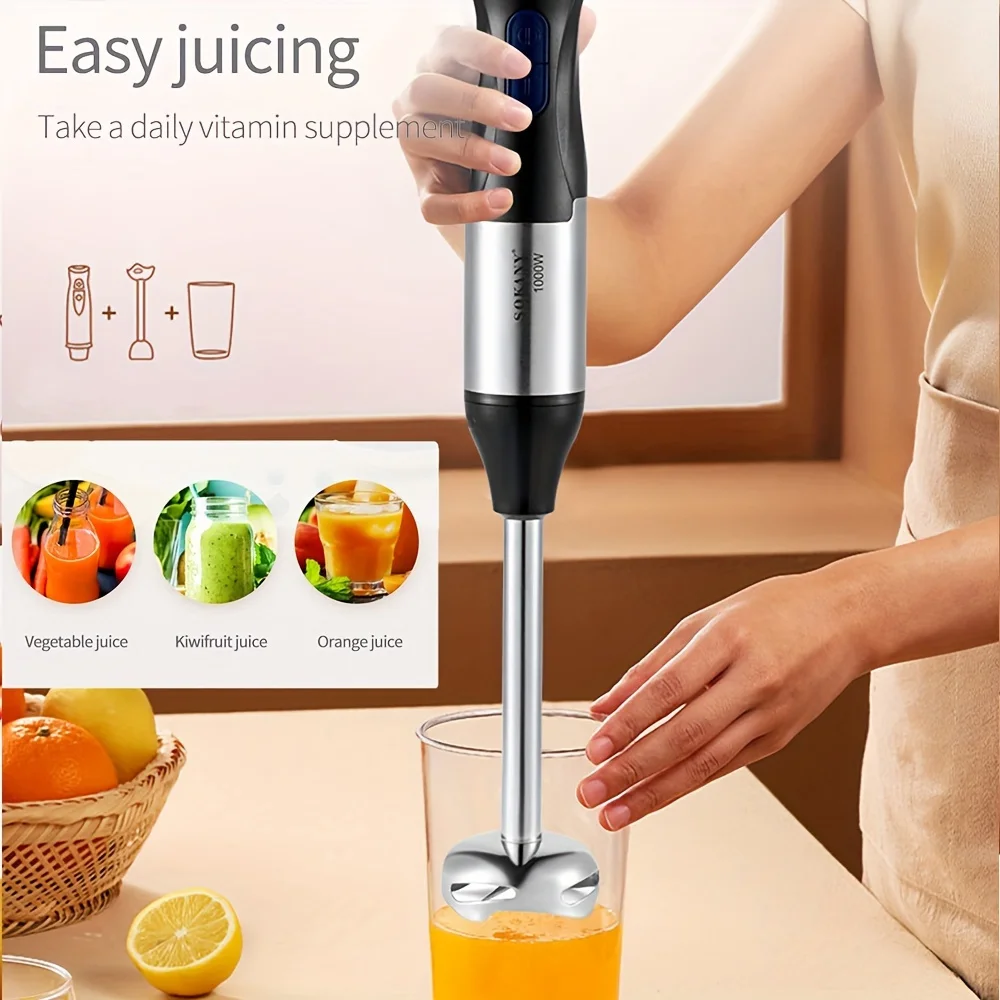 SK-1711-4 Multi-functional Household Cooking Machine，Hand-held Mixer Electric Egg Beater，Juicer，Anti-splash，Easy To Operate