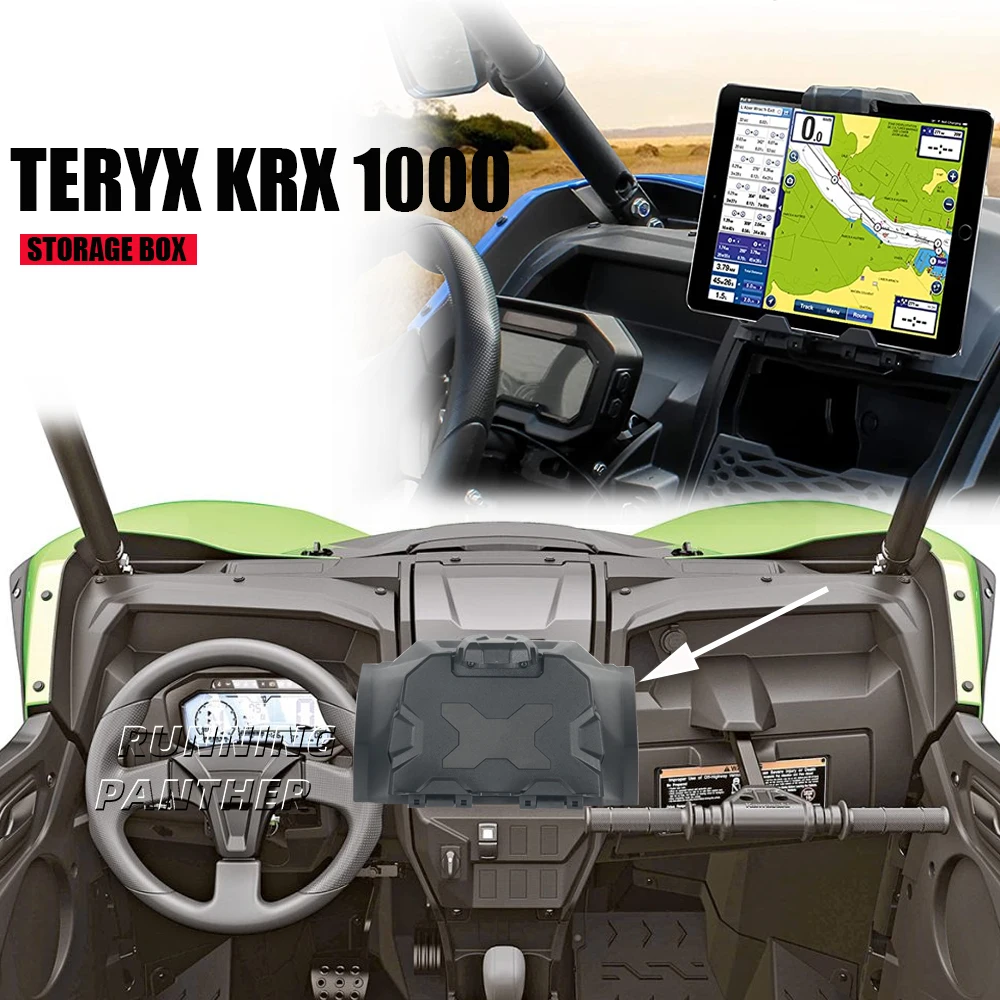 New Accessories For Kawasaki Teryx KRX 1000 2020 2021 2022 2023 Black Electronic Device Tablet Phone Holder With Storage Box