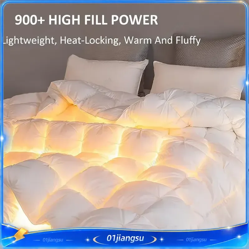 Winter White Goose Down Duvet 3D Quilted Luxury Comforter Super Soft Fluffy Five Star Hotel Style Cotton Shell Quilt All
