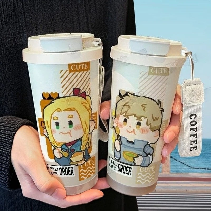 Delicious in Dungeon Marcille Donato Chilchuck Tims Anime-Muster-Thermoskanne aus Edelstahl, personalisierter Wasserbecher mit großem Fassungsvermögen – Detail 1
