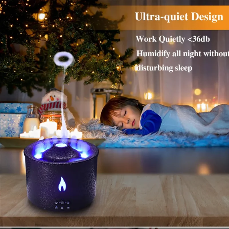 BAAD Anello di fumo Diffusore di fiamma vulcanica 360 ml Aromaterapia Diffusore di oli essenziali Umidificatore Regalo di Natale (B) Spina UE Durabl