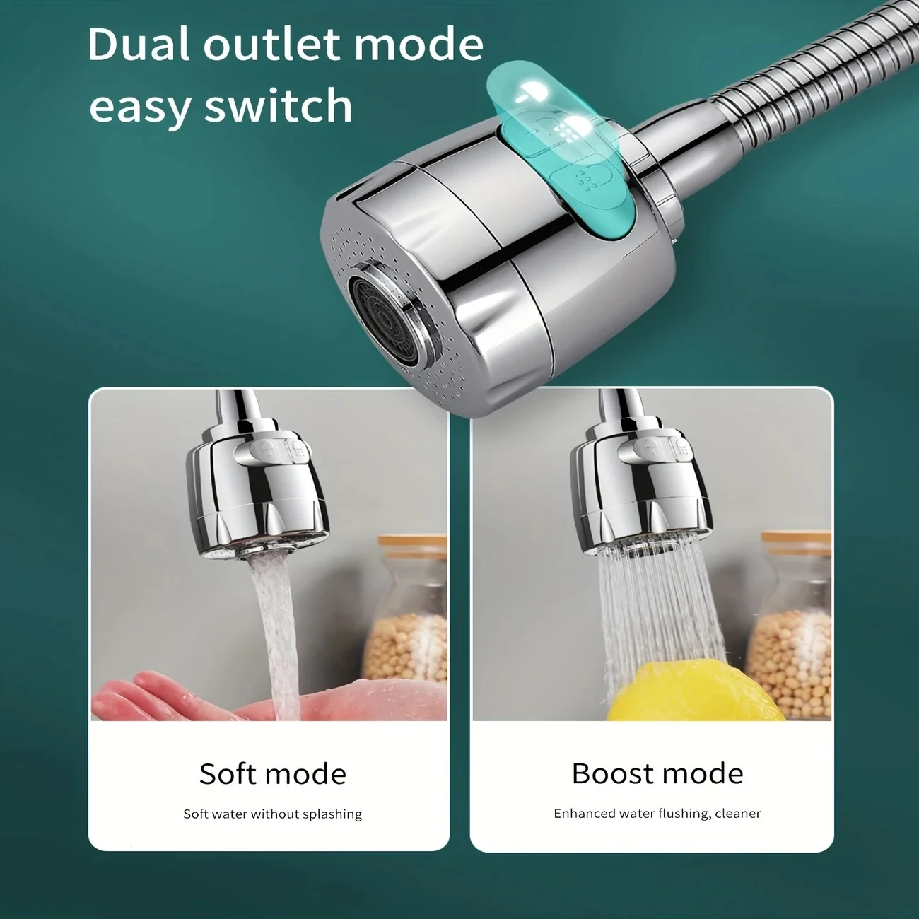 Dual-Speed Faucet Aerator: Adjustable Anti-Splash Nozzle Extension with Rotating Filter – Universal Water-Saving Spray Head