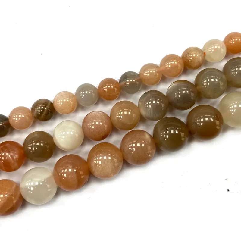 

Fine 100% Natural Round Gemstone Beads Mix Sunstone Moonstone For Jewelry Making DIY Women Bracelet Charms 6/8/10MM 15''