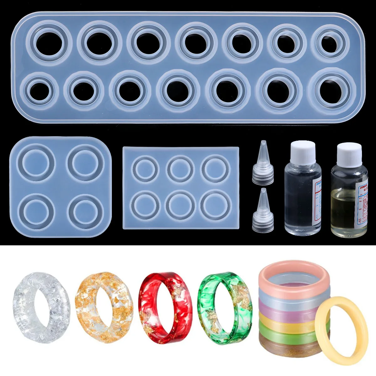 High Quality Rings Resin Epoxy Molds Mixed Size Silicone Casting Molds Tool For DIY Jewelry Making Findings Supplies Accessories