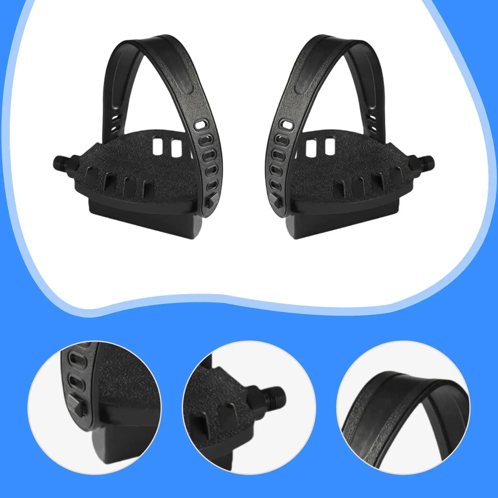 2x دواسات دراجة التمرين معدات اللياقة البدنية خفيفة الوزن مع حزام دواسات ركوب الدراجات الداخلية لقطع غيار الدراجة الداخلية #5