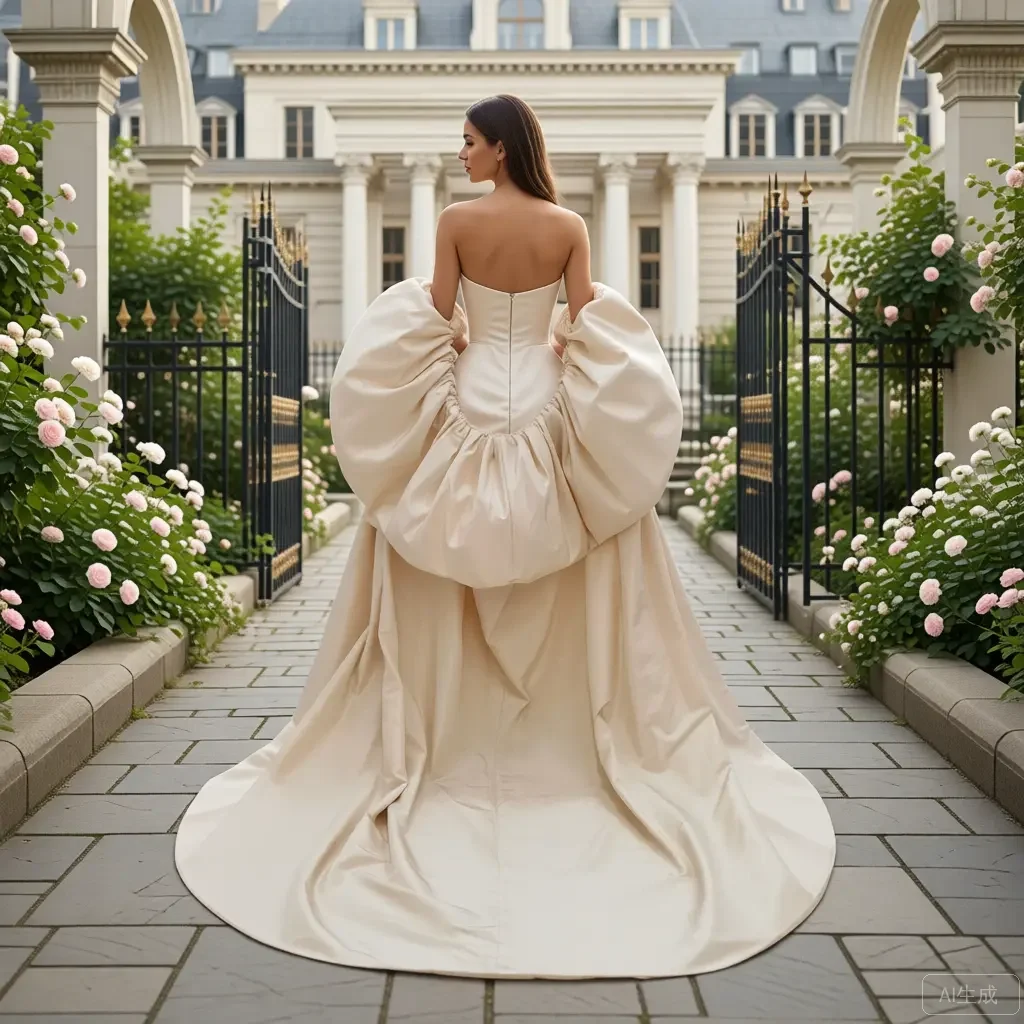 

Элегантный свадебный плащ-накидка цвета слоновой кости с цветочным узором на спине, роскошная шаль для платья невесты, струящаяся вечерняя накидка на плечи