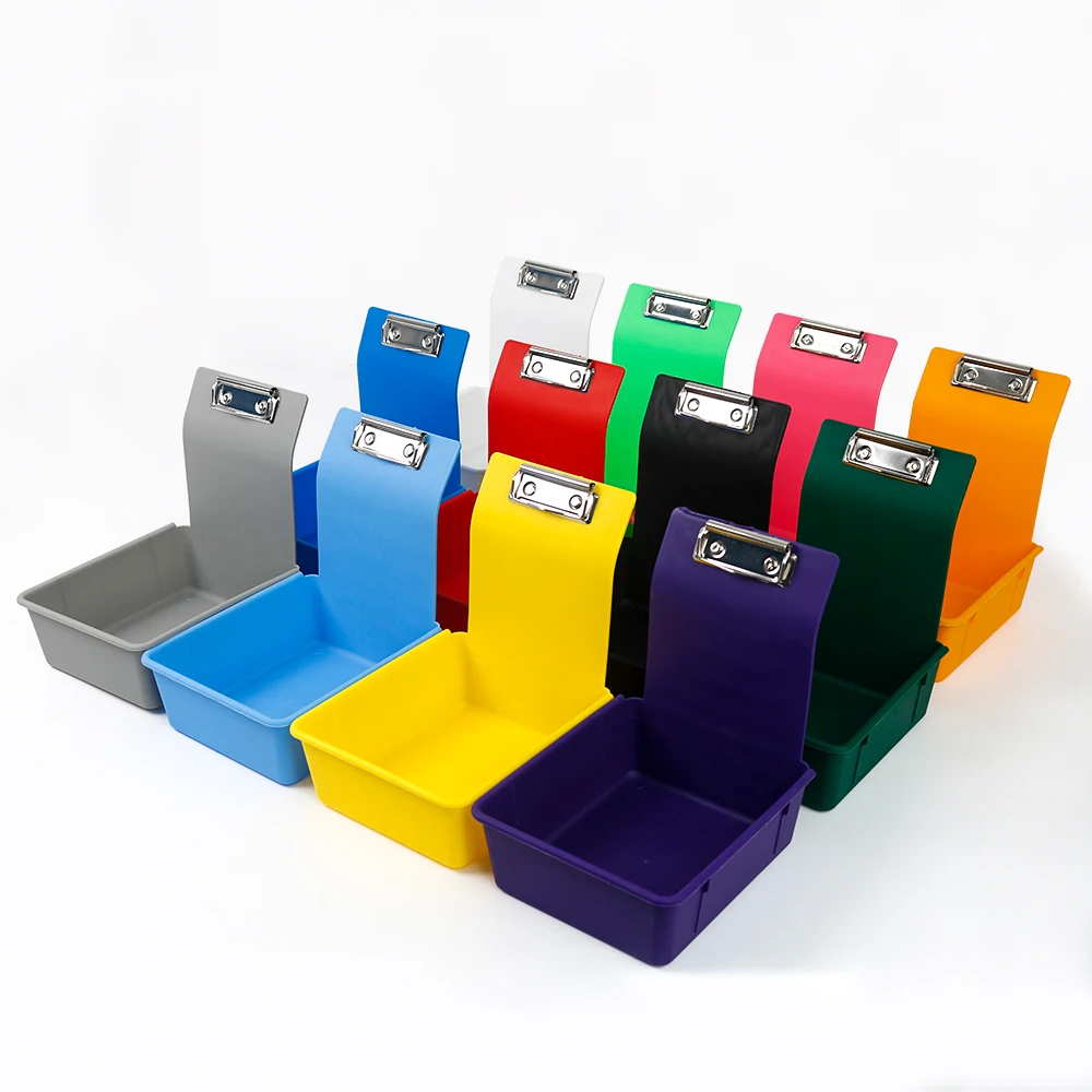 

10pcs Multicolor Dental Lab Work Pans Dentist Plastic Storage Sorting Box Organization Case with Clips