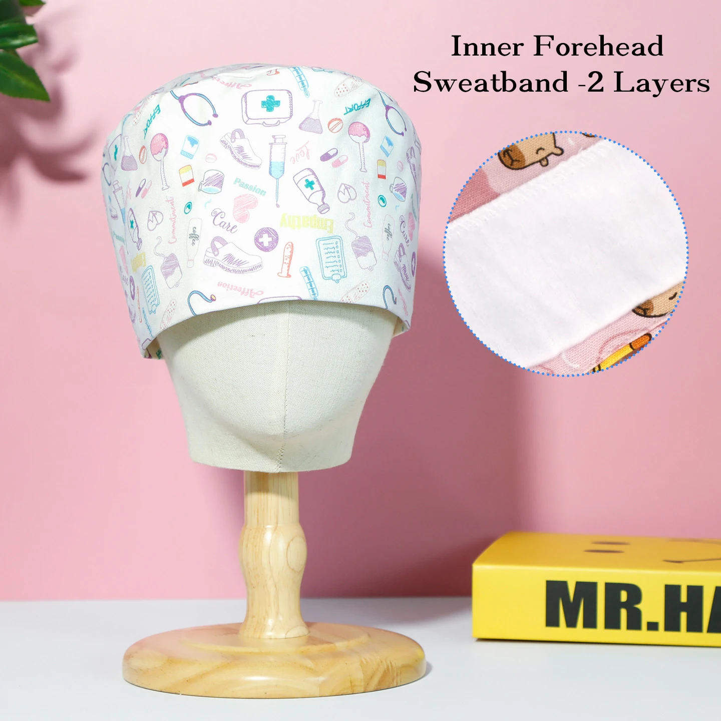 Bonnets chirurgicaux pour médecins et infirmières, bonnets pour cheveux longs, couvre-chefs médicaux et dentaires, chapeaux en coton à motifs de dessins animés pour femmes, hôpital, clinique K1160