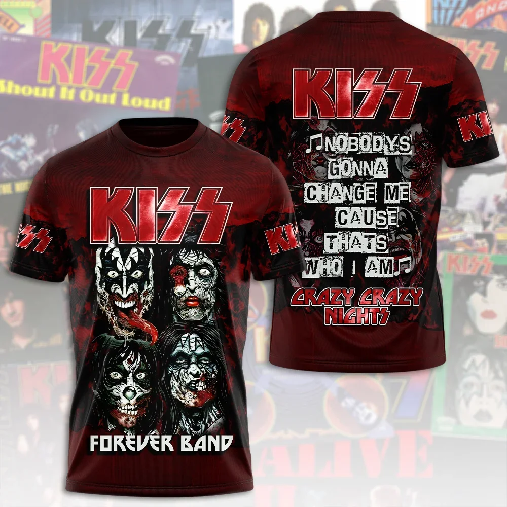 

Rock Band Kiss T-shirt 3D Printed T-shirt Men's and Women's Fun Short-sleeved O-neck T-shirt Street Children's T-shirt Men's Top